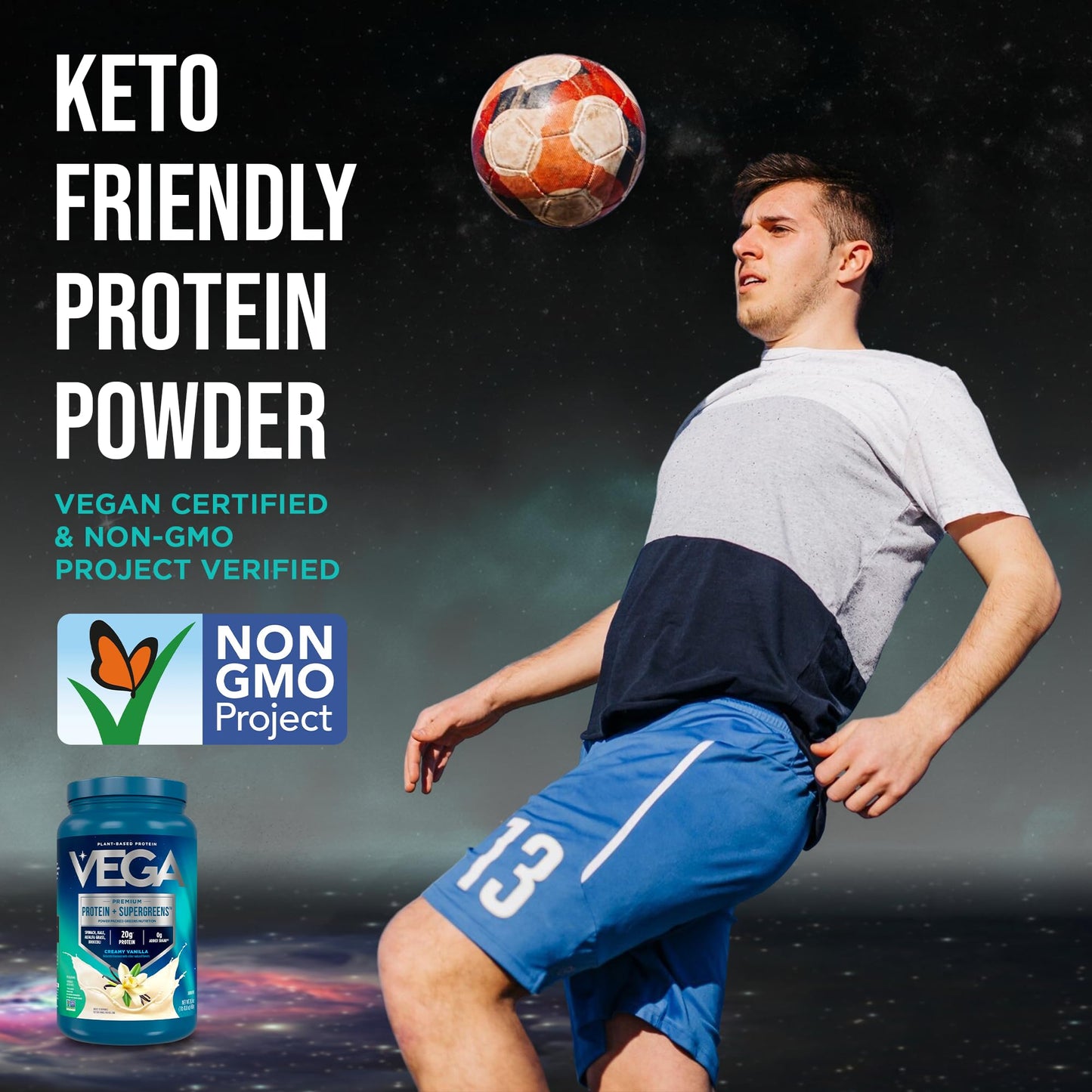 Vega Premium Protein + Supergreens, Creamy Vanilla – 20g Vegan Protein, Dairy & Gluten Free, 26.9 oz (25 Servings) - Maple Wellness Supplements