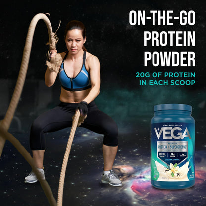 Vega Premium Protein + Supergreens, Creamy Vanilla – 20g Vegan Protein, Dairy & Gluten Free, 26.9 oz (25 Servings) - Maple Wellness Supplements