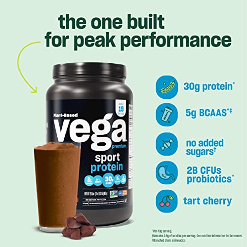 Vega Premium Sport Protein Mocha Protein Powder, Vegan, Non GMO, Gluten Free Plant - Maple Wellness Supplements