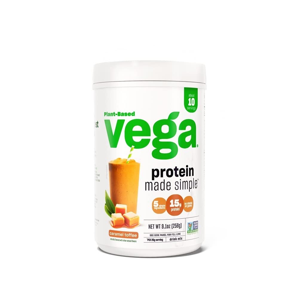 Vega Protein Made Simple, Caramel Toffee - Stevia Free Vegan Protein Powder, Plant Based - Maple Wellness Supplements