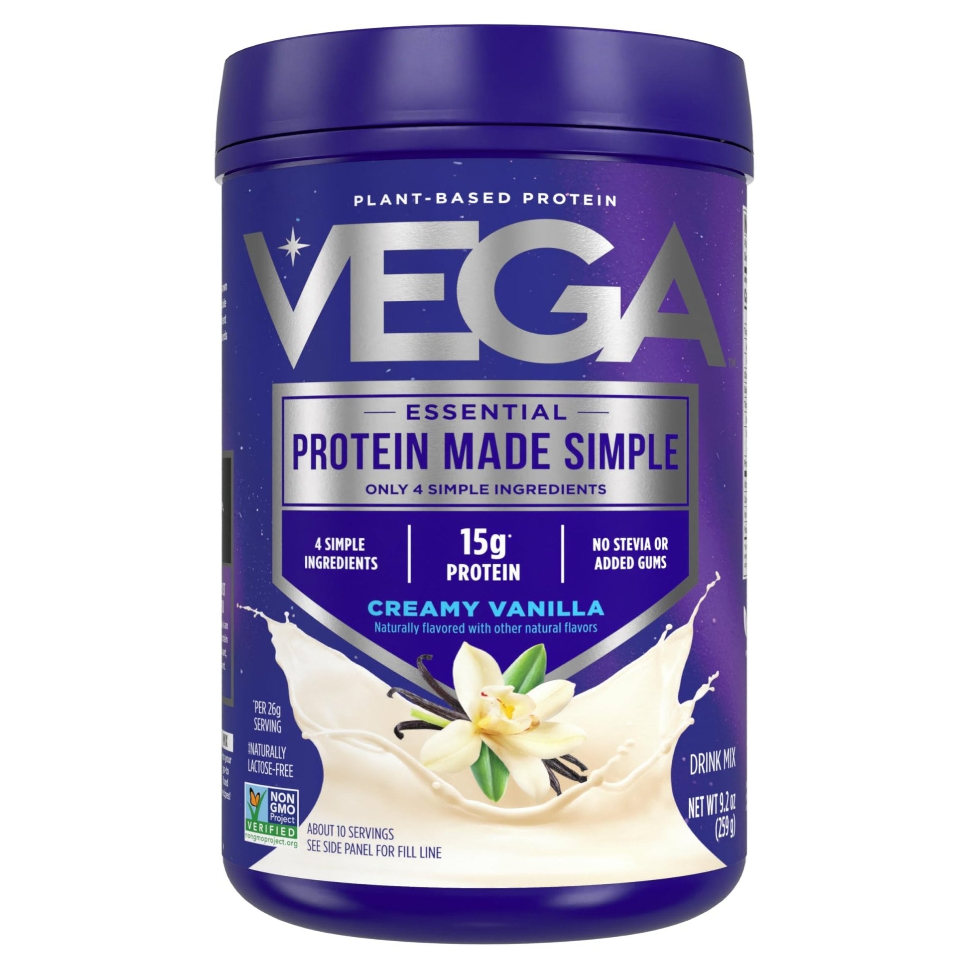 Vega Protein Made Simple Protein Powder, Vanilla - Stevia Free, Vegan, Plant Based, Healthy, Gluten Free, Pea Protein for Women and Men, 9.2 oz (Packaging May Vary) - Maple Wellness Supplements