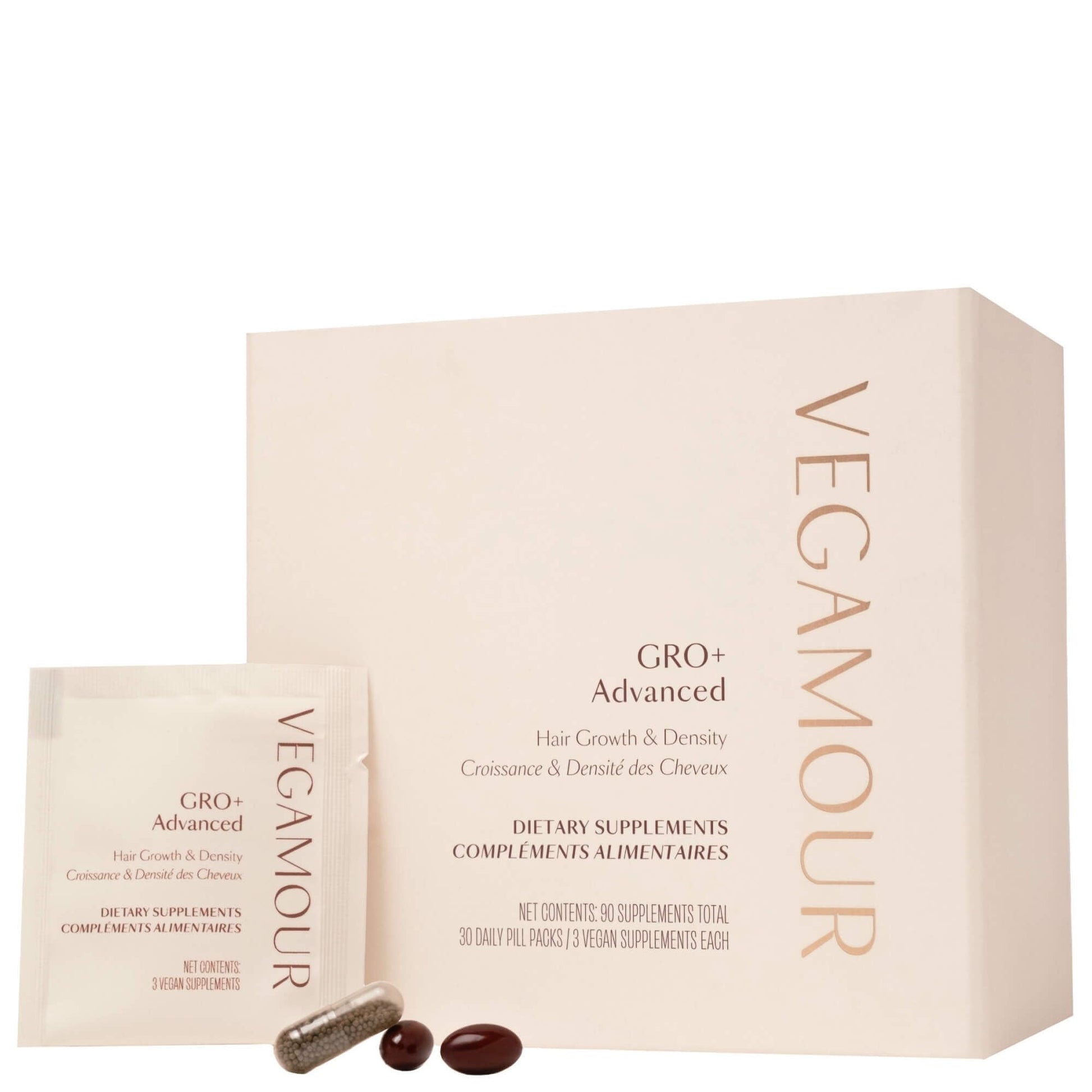 VEGAMOUR GRO+ Advanced Hair Growth Vitamin Supplements - Boosts Hair Growth & Density - 30 Pill Packs/Box - Maple Wellness Supplements