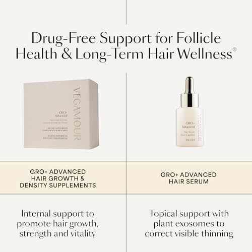VEGAMOUR GRO+ Advanced Hair Growth Vitamin Supplements - Boosts Hair Growth & Density - 30 Pill Packs/Box - Maple Wellness Supplements