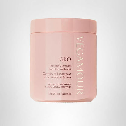 VEGAMOUR GRO Biotin Gummies, Strawberry Flavor with 5000 mcg Biotin, Supports Healthy Hair Vegan Gummies with Vitamins A, B, C, E, B-12 & More, 30 Ct - Maple Wellness Supplements