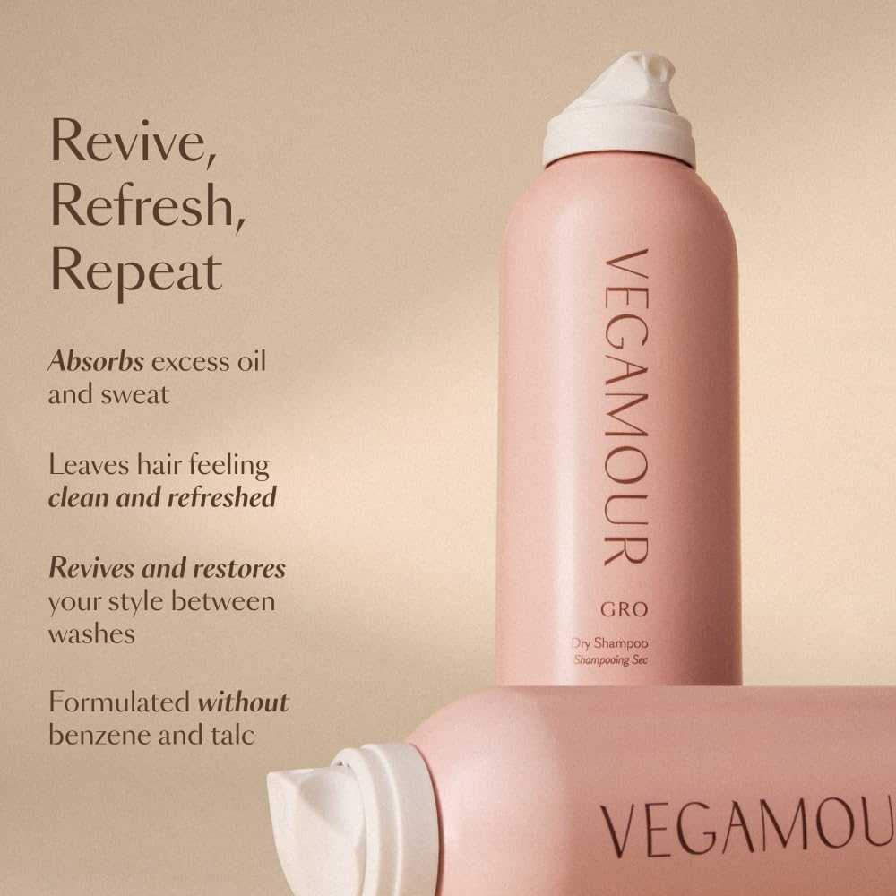 VEGAMOUR GRO Dry Shampoo Full Size, Volumizing Dry Shampoo Spray Formulated Without Benzene, Supports Thicker Fuller Looking Hair, Natural Citrus Scent, 3.95 oz - Maple Wellness Supplements