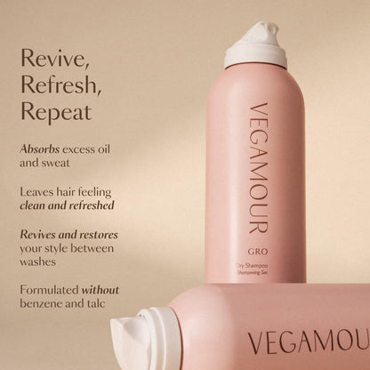 VEGAMOUR GRO Dry Shampoo Full Size, Volumizing Dry Shampoo Spray Formulated Without Benzene, Supports Thicker Fuller Looking Hair, Natural Citrus Scent, 3.95 oz - Maple Wellness Supplements