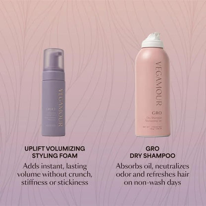 VEGAMOUR UPLIFT and Refresh Kit | Volumizing Dry Shampoo Spray Formulated Without Benzene, Supports Thicker Fuller Looking Hair | $50 Value - Maple Wellness Supplements
