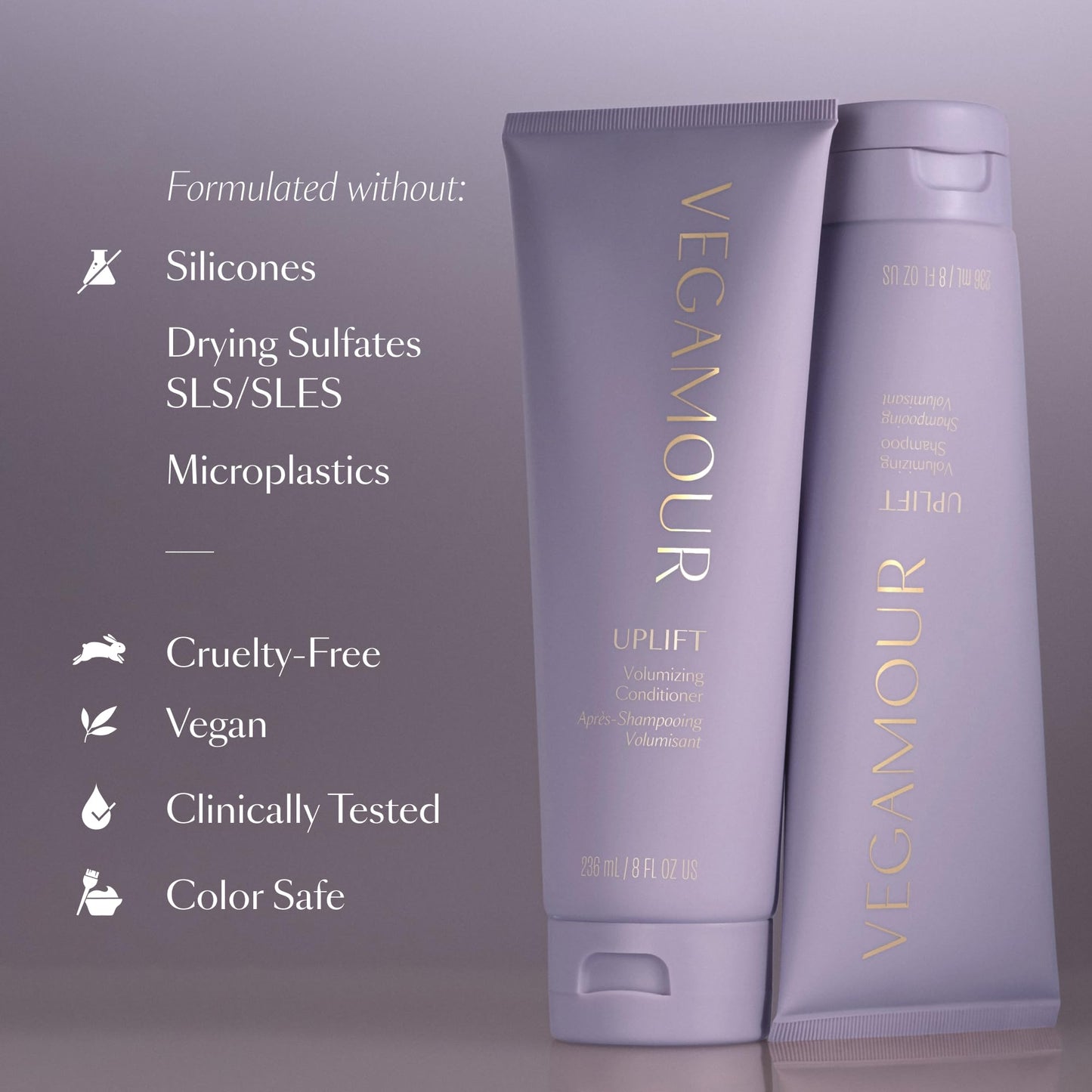 VEGAMOUR UPLIFT Volumizing Shampoo For fine, flat & thinning hair, Provides Volume & Resists Humidity, Non Sticky Formula, Bouncy Soft Hair - Maple Wellness Supplements