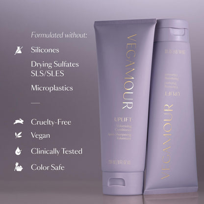 VEGAMOUR UPLIFT Volumizing Shampoo For fine, flat & thinning hair, Provides Volume & Resists Humidity, Non Sticky Formula, Bouncy Soft Hair - Maple Wellness Supplements