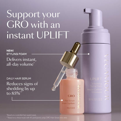 VEGAMOUR UPLIFT Volumizing Styling Foam, For fine, flat & thinning hair, Provides Volume & Resists Humidity, Non Sticky Formula, Bouncy Soft Hair - Maple Wellness Supplements