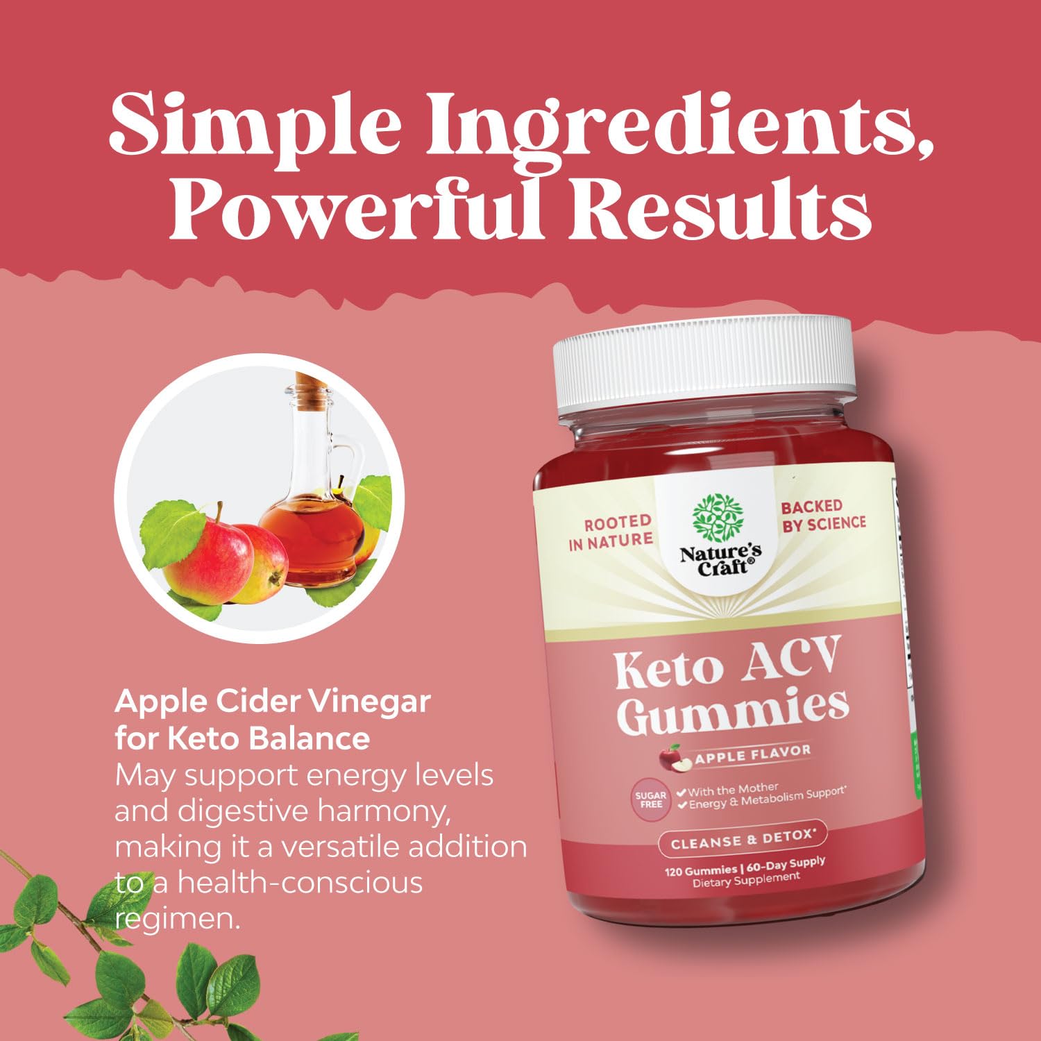 Vegan Advanced Keto ACV Gummies - Keto Apple Cider Vinegar Gummies Sugar Free - Maple Wellness Supplements