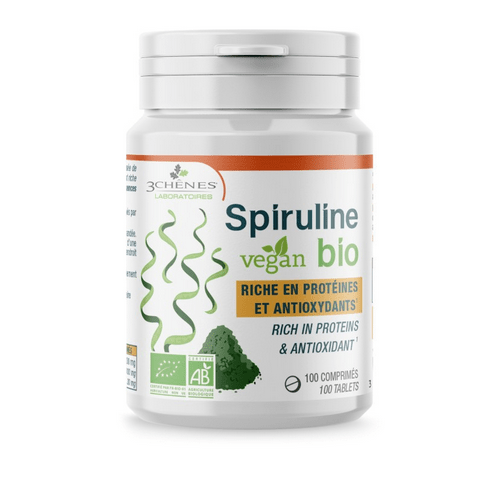 Vegan and organic spirulina LES 3 CHENES 100 tablets - Maple Wellness Supplements
