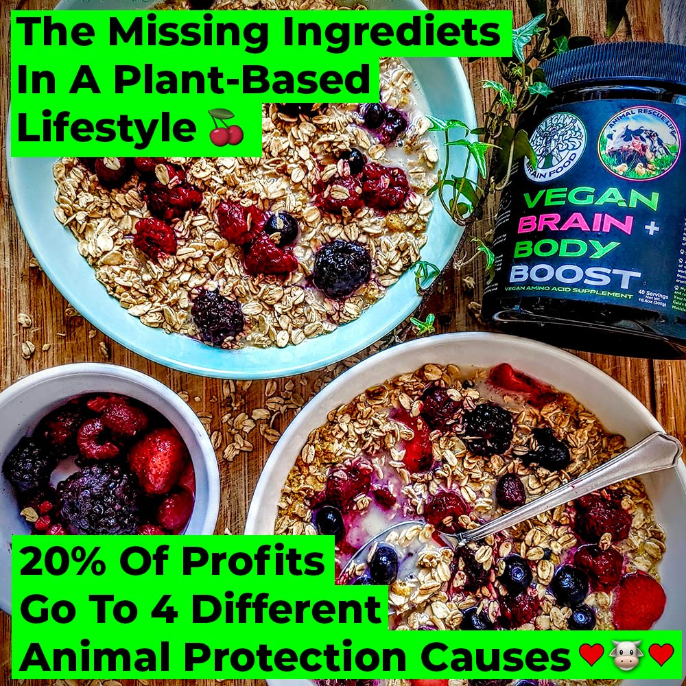 Vegan Brain & Body Boost: The Cherry On Top of A Plant-Based Lifestyle | Working Intelligence | Anti-Aging | Physical Fitness | Vegan Amino Acids - Creatine, Taurine & Beta Alanine | 40 Servings/300g - Maple Wellness Supplements