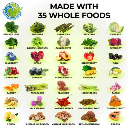 Vegan Whole Food Daily Multivitamin with Iron, Methylated Multivitamin for Women and Men, Made with Fruits & Vegetables, B-Complex, Probiotics, Enzymes - Maple Wellness Supplements