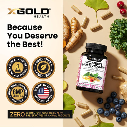 Vegan Women's Daily Multivitamin 50 Plus with Organic WholeFood Based Natural Ingredients, Ginger, Maca, Multi-Vitamin B Complex & More - Maple Wellness Supplements