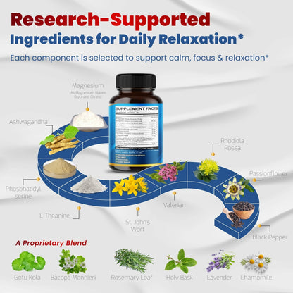 VEGATOT Organic Cortisol Wellness Complex 15-in-1 Formula with Magnesium Ashwagandha St. John's Wort Valerian Rhodiola Rosea Passionflower Chamomile - Maple Wellness Supplements