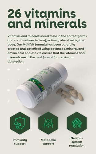 Vegetology MultiVit Vegan Multivitamins w/26 Vitamin & Mineral Supplements - Maple Wellness Supplements