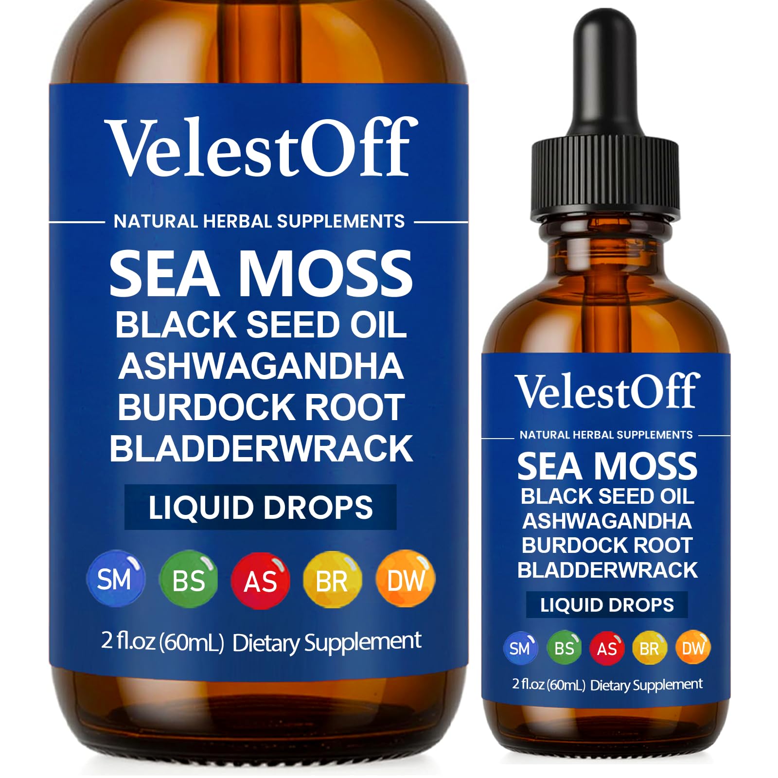 Velestoff Irish Seamoss Thyroid Hormone Regulator, Velestoff Thyroid Support Drops | Sea Moss, Black Seed Oil, Ashwagandha, Burdock Root, Bladderwrack, Hormone Balance & Support - 2 FL.OZ (1 Pcs) - Maple Wellness Supplements