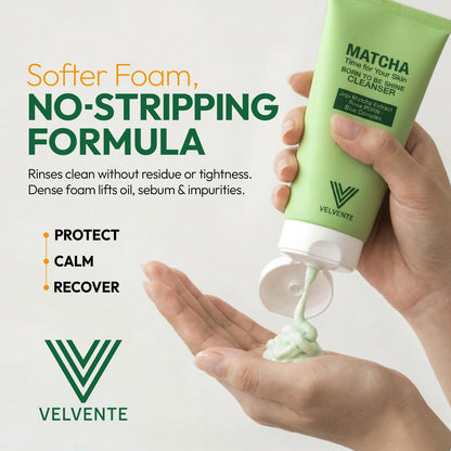 VELVENTE Matcha Gentle Deep Pore Cleansing Facial Cleanser, Low-pH Face Wash for Pore Refining, Rose PDRN Hydrating Daily Facial Wash Redness & Sensitive Skin Friendly, Korean Skincare(5.07 fl.oz.) - Maple Wellness Supplements