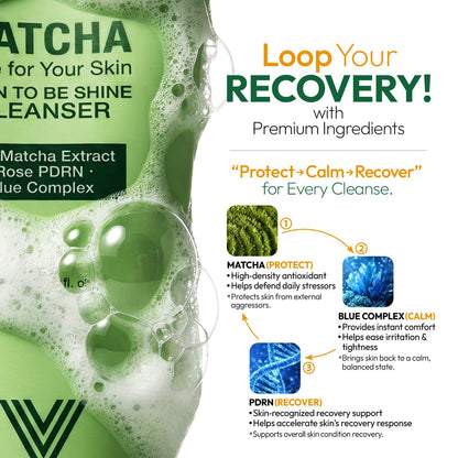 VELVENTE Matcha Gentle Deep Pore Cleansing Facial Cleanser, Low-pH Face Wash for Pore Refining, Rose PDRN Hydrating Daily Facial Wash Redness & Sensitive Skin Friendly, Korean Skincare(5.07 fl.oz.) - Maple Wellness Supplements