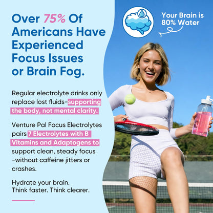Venture Pal 2-in-1 Hydration Packets + Focus Support Electrolytes Powder, 7 Electrolytes + Vitamins, Magnesium, Lion's Mane & L-Theanine - Maple Wellness Supplements