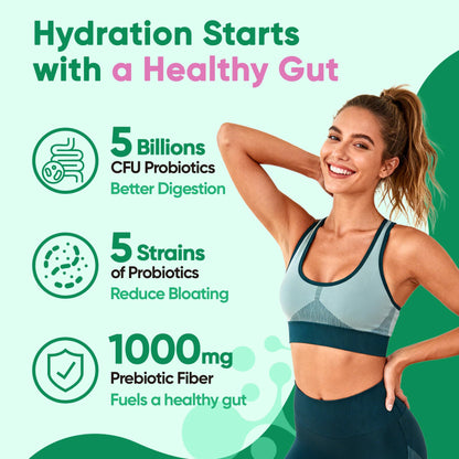 Venture Pal 2-in-1 Hydration Packets + Gut Health Electrolytes Powder - 7 Electrolytes & 5 Vitamins, Probiotics - Maple Wellness Supplements