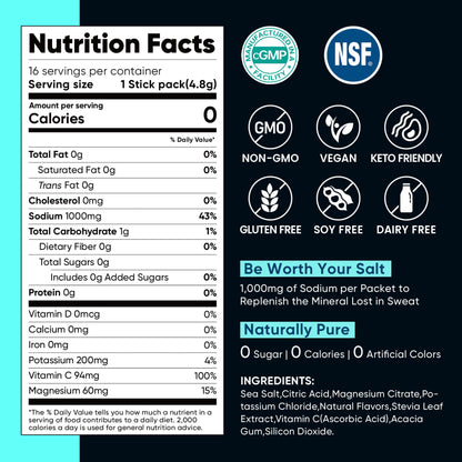 Venture Pal High Sodium Sugar Free Electrolytes Powder Packet, Zero Calories Hydration Packets with Vitamin, Sodium, Potassium & Magnesium, Electrolyte Drink Mix - Maple Wellness Supplements