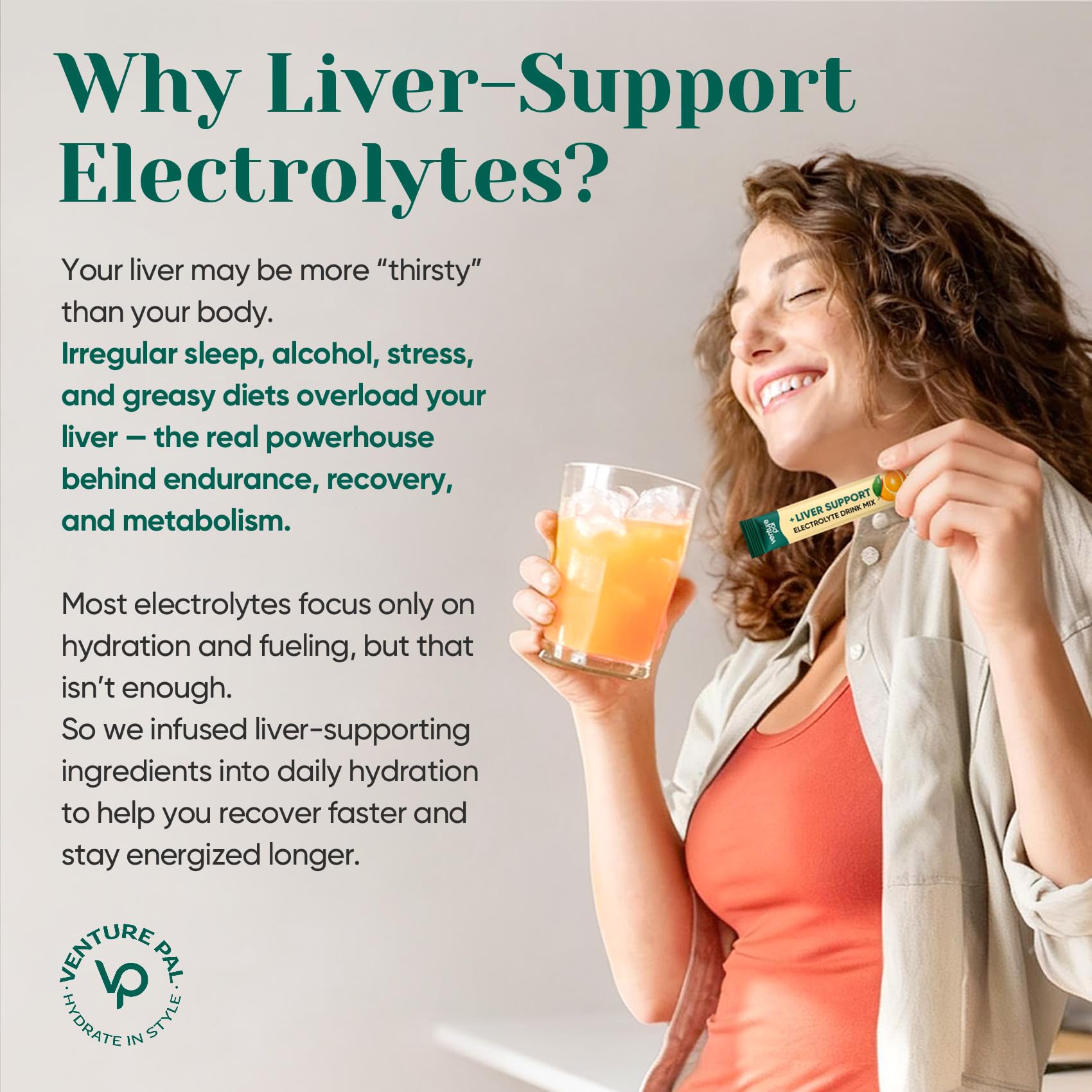 Venture Pal Hydration Packets + Liver Support- Liquid Daily IV Electrolyte Powder Packets with 7 Electrolytes & 5 Vitamins, Milk Thistle + L-Theanine | Sugar-Free - Maple Wellness Supplements