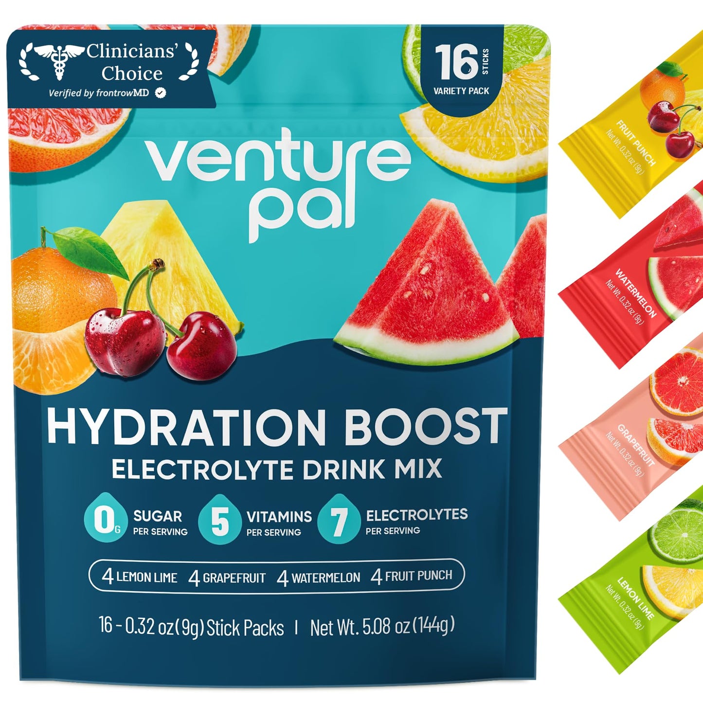 Venture Pal Sugar Free Electrolyte Powder Packets - Liquid Daily IV Hydration Packets for Rapid Rehydration | 7 Electrolytes & 5 Vitamins | Keto Friendly - Maple Wellness Supplements