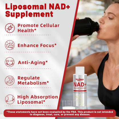 Vervidora Liposomal NAD+ Supplement, NAD+ Liquid Supplement with High Absorption for Anti-Aging, Cellular Health, Enhance Focus, Energy&Metabolism Support, Liposomal NAD+ Supplements for Women& Men - Maple Wellness Supplements