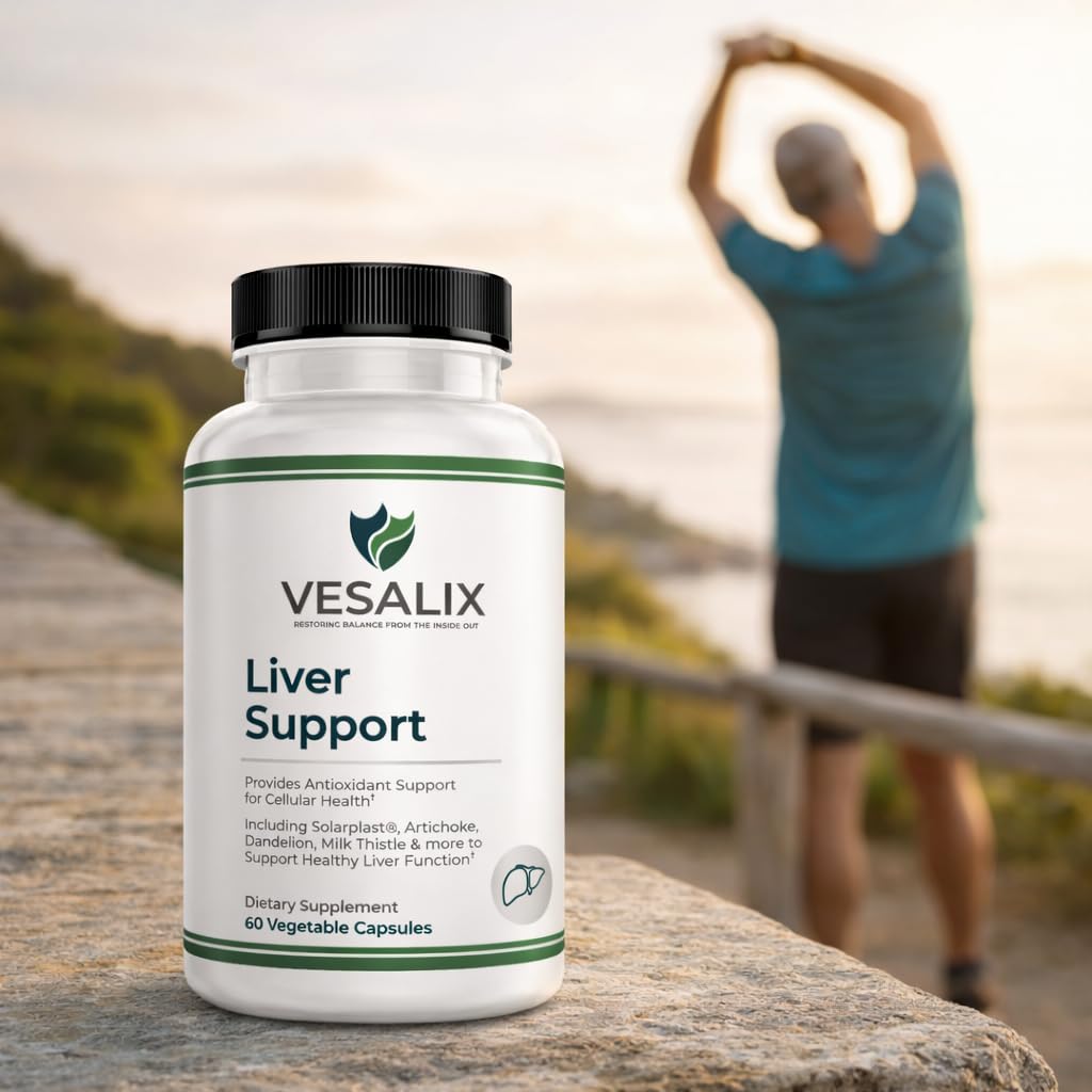 VESALIX Liver Support Supplement for Adults 40+ – Milk Thistle, Artichoke & Dandelion with Digestive Enzymes – Supports Digestion & Cellular Health – 60 Vegetarian Capsules - Maple Wellness Supplements