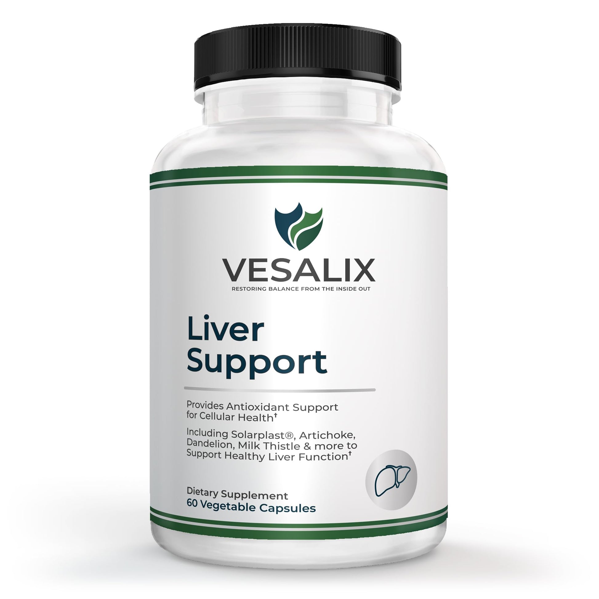 VESALIX Liver Support Supplement for Adults 40+ – Milk Thistle, Artichoke & Dandelion with Digestive Enzymes – Supports Digestion & Cellular Health – 60 Vegetarian Capsules - Maple Wellness Supplements