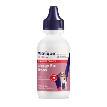 Vetnique Oticbliss Cat & Dog Ear Infection Treatment | Dog Ear Allergy Relief Drops, MicroSilver Yeast Infection Treatment for Dogs, Hydrocortisone for Itching, Redness Swelling (Ear Allergy Drops) - Maple Wellness Supplements