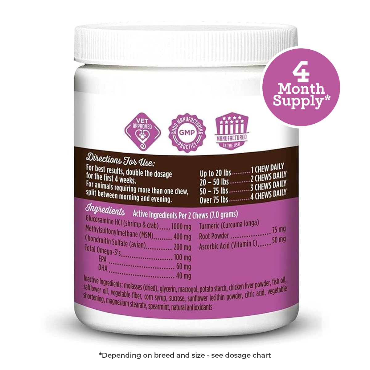 VetPro Dog Hip and Joint Supplement - Pain and Inflammation Relief Chews - Maple Wellness Supplements
