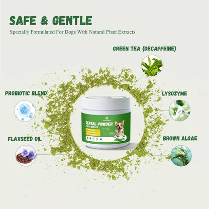 Vetriuntrix Dog Dental Powder, Dental Powder for Dogs Teeth Cleaning and Breath Fresh, Dog Teeth Cleaning Powder with Natural Plants Ingredients and Postbiotics, 200g - Maple Wellness Supplements