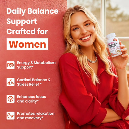 VEV Deep Calm Magnesium Complex for Women – Glycinate, Malate, B6, L-Theanine & Holy Basil – Support for Daily Magnesium & Stress Relief – 120 Vegan Capsules - Maple Wellness Supplements