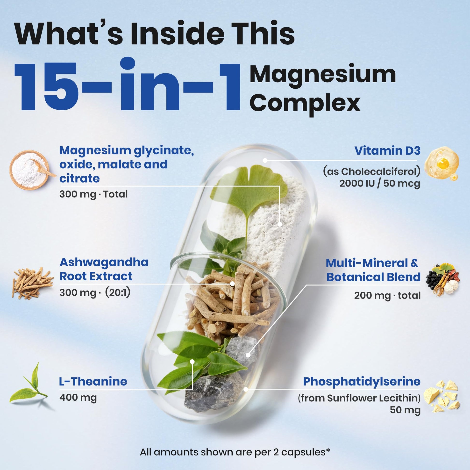 VEV DeepCalm Magnesium Complex for Women – 15-in-1 Glycinate & Citrate Capsules with Ashwagandha & L-Theanine – 120 Vegan Capsules - Maple Wellness Supplements