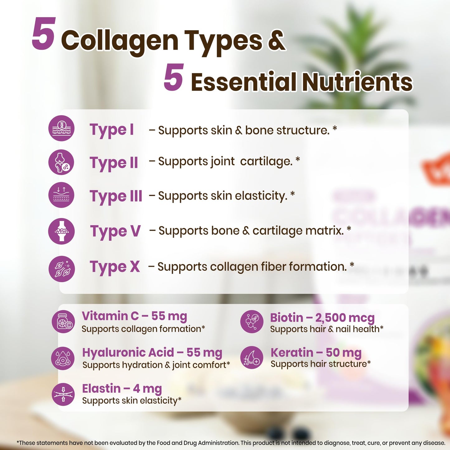VEV Multi Collagen Peptides Powder, 16 oz (41 Servings) – Type I, II, III, V, X, Hydrolyzed Collagen, Hyaluronic Acid, Biotin, Vitamin C - Maple Wellness Supplements