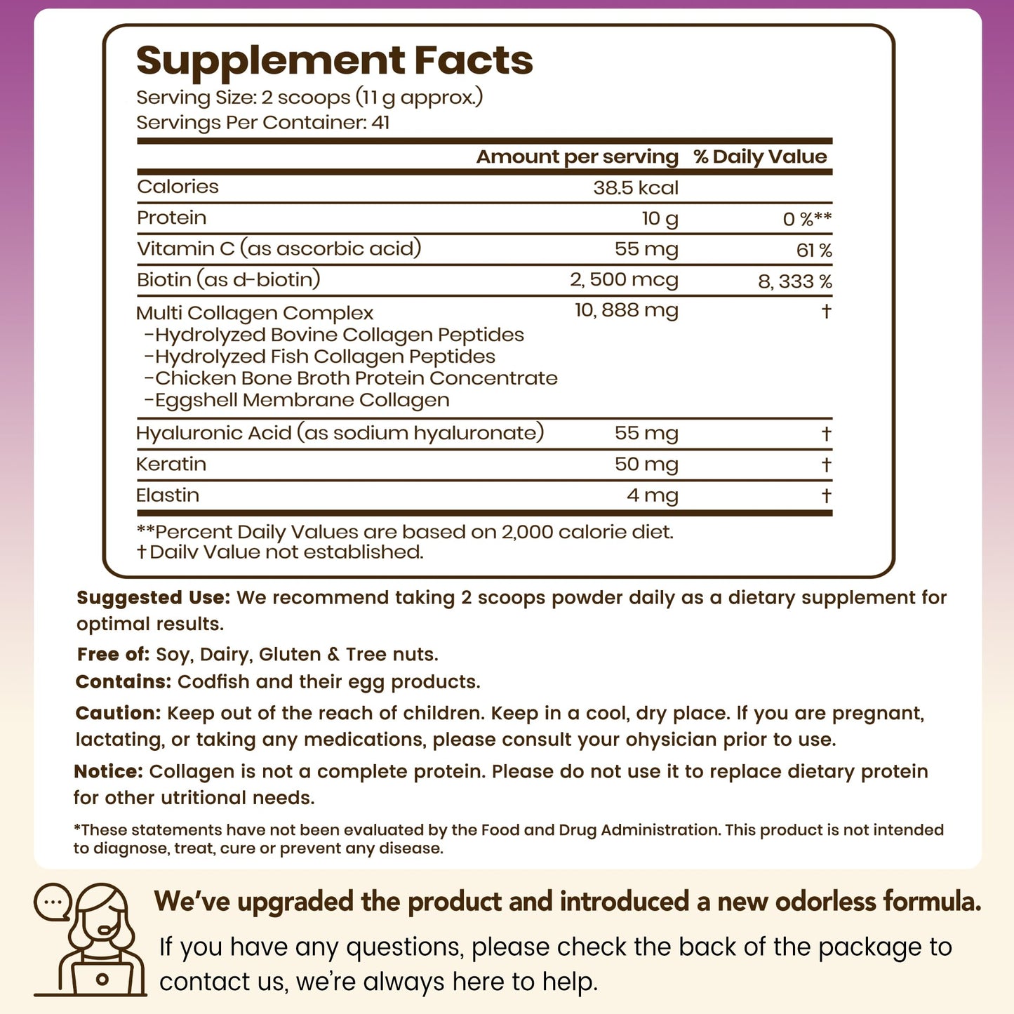 VEV Multi Collagen Peptides Powder, 16 oz (41 Servings) – Type I, II, III, V, X, Hydrolyzed Collagen, Hyaluronic Acid, Biotin, Vitamin C - Maple Wellness Supplements