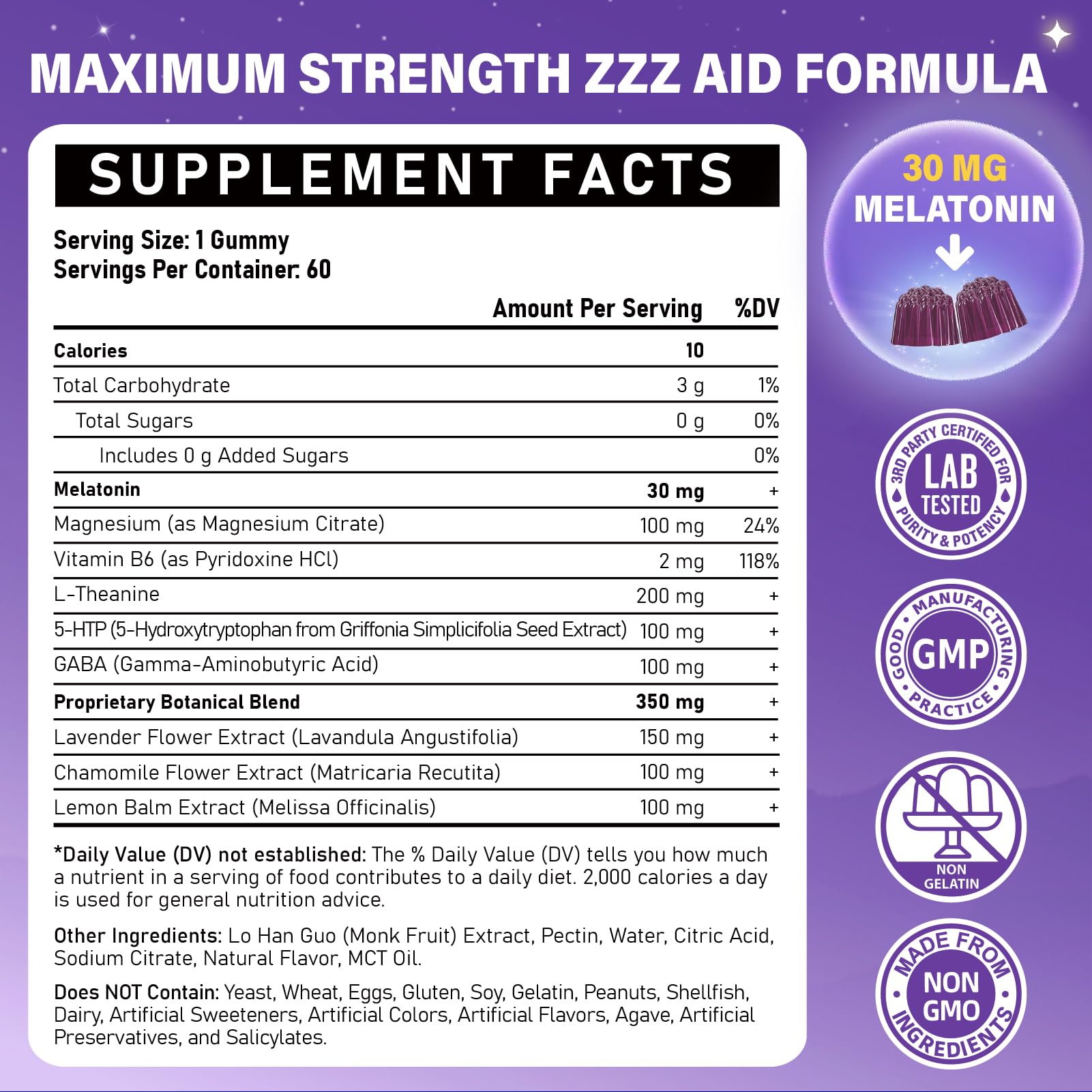 Veyttisy Melatonin 30mg Gummies for Adults - Sugar Free Melatonin Gummies Maximum Strength with Magnesium, B6, GABA & Botanical Blend - Non-Habit Forming,Vegan - Maple Wellness Supplements