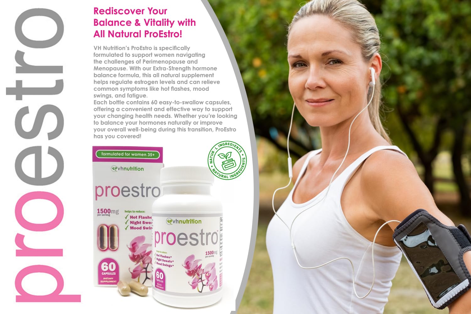 VH Nutrition PROESTRO | Estrogen Support* Supplement for Women | Extra Strength Hormone Balance* for Her | 60 Capsules in Easy to Swallow Pills - Maple Wellness Supplements