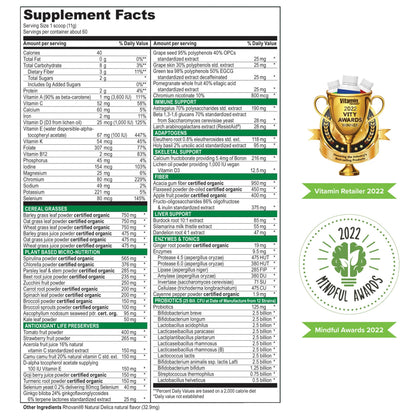 Vibrant Health, Green Vibrance, Vegan Superfood Powder, Boost Energy, 60 Servings - Maple Wellness Supplements
