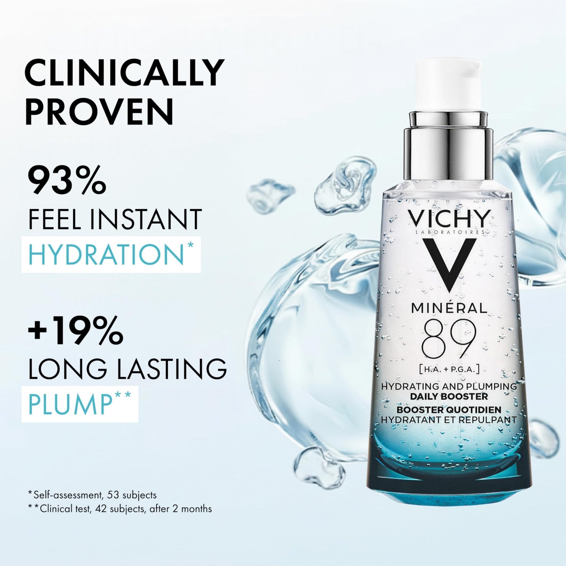 VICHY Mineral 89 Booster, Pure Hyaluronic Acid Serum for Face with Polyglutamic Acid for Skin Barrier Repair, Plumps & Hydrates - Maple Wellness Supplements