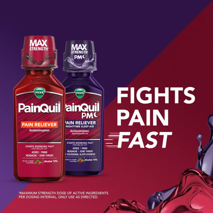 Vicks PainQuil & PainQuil PM Pain Relief Liquid, 1000mg Acetaminophen, 2x12 oz - Maple Wellness Supplements