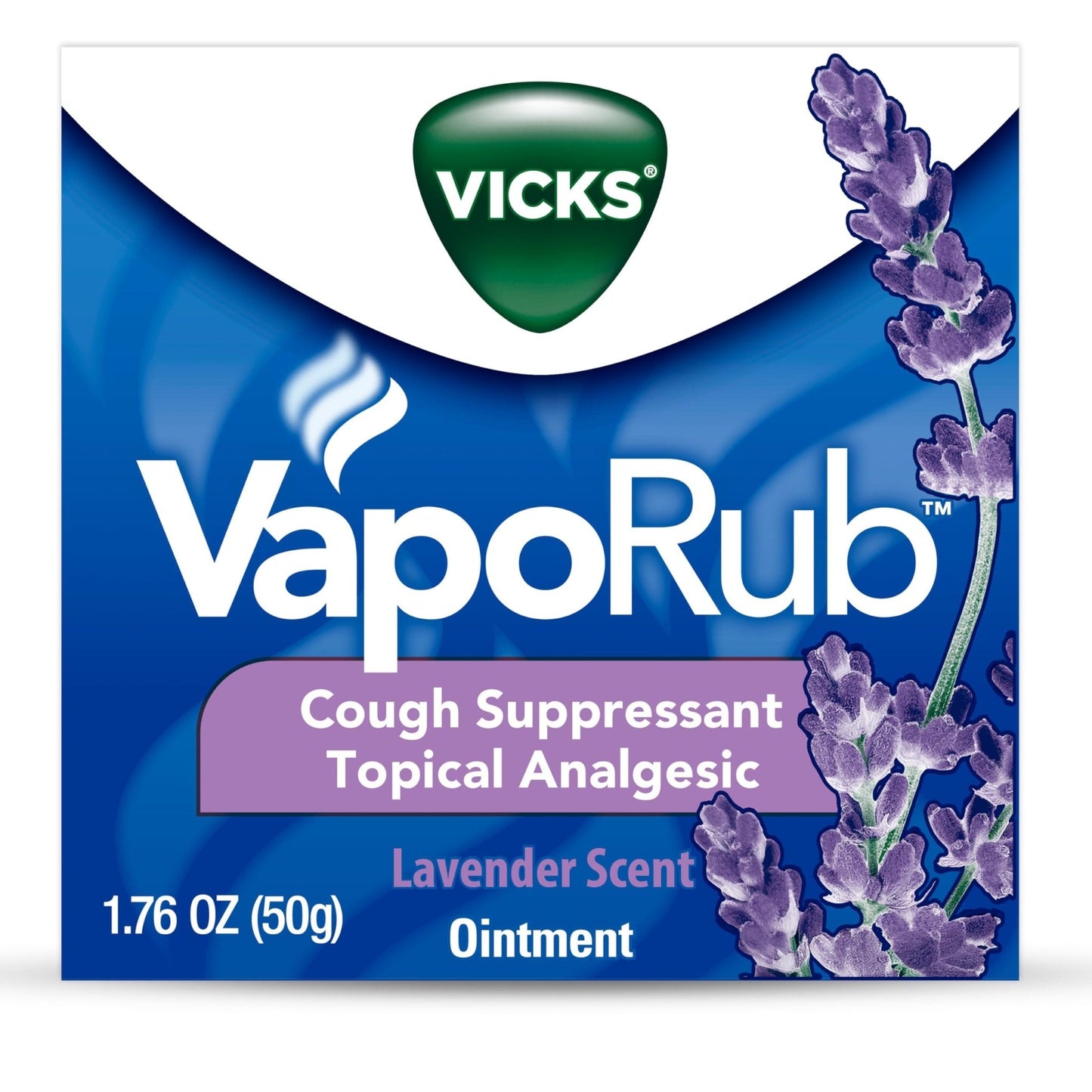 Vicks VapoRub, Lavender Scent, Cough Suppressant, Topical Chest Rub & Analgesic Ointment, Medicated Vicks Vapors, Relief from Cough Due to Cold, Aches & Pains, 1.76oz - Maple Wellness Supplements