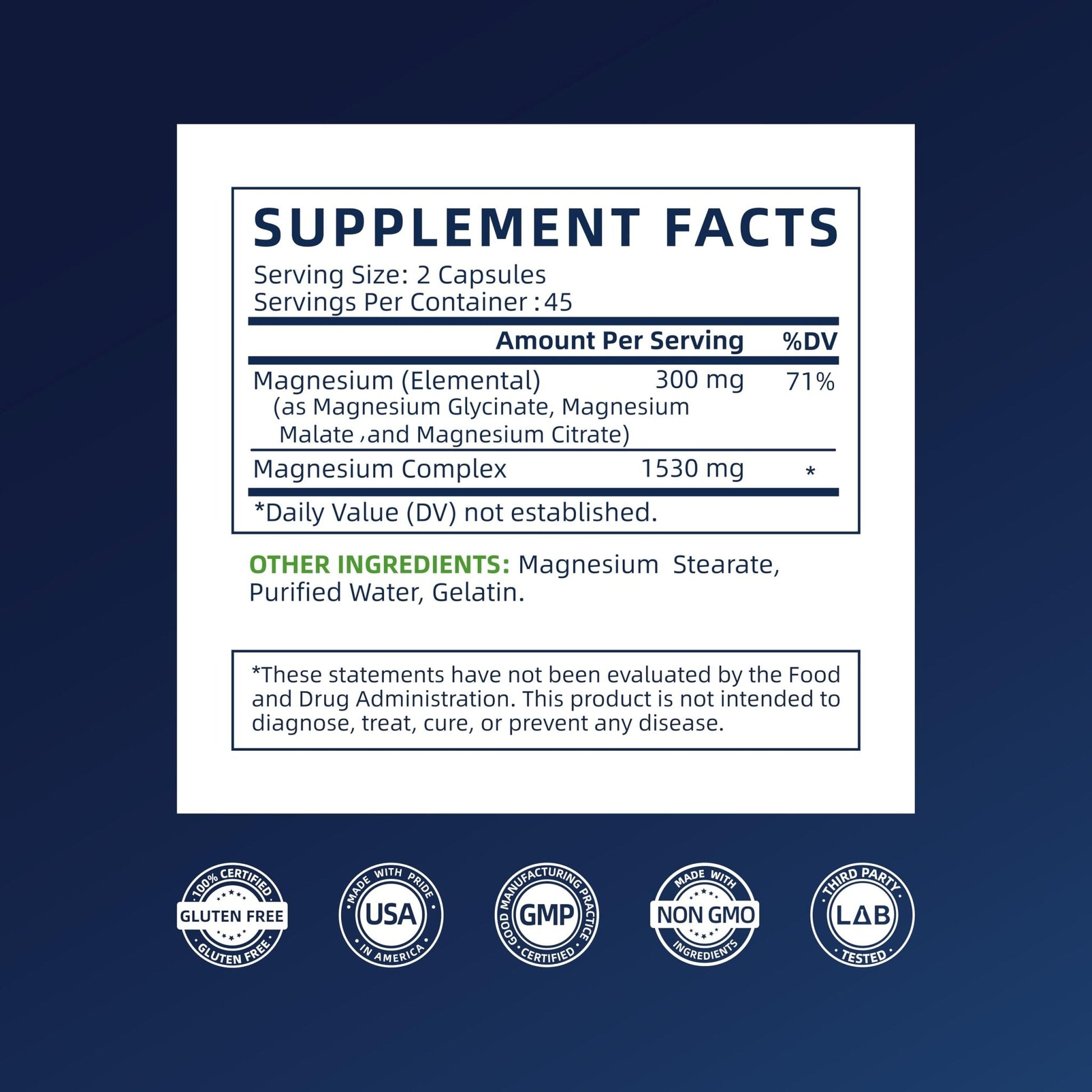 Vicwell Triple Magnesium Complex - 300mg Magnesium from Malate, Glycinate, and Citrate - Supports Stress Relief & Sleep, Nerves & Metabolism, Muscle Relaxation & Bone Health - 90 Capsules(1 Bottle) - Maple Wellness Supplements