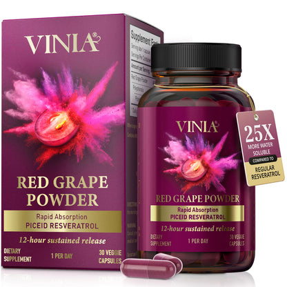 VINIA Piceid Resveratrol Supplement Capsules. Increases Blood Flow and Nitric Oxide. Blood Pressure and Heart Health Support - Maple Wellness Supplements