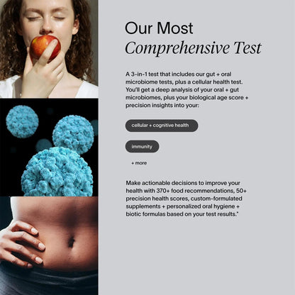 Viome at-Home Full Body Intelligence 3-in-1 Test Kit for Women & Men, 50+ Health Scores from Blood, Saliva, and Stool, Comprehensive Gut Microbiome Analysis, Biological Age, BioHacker Friendly - Maple Wellness Supplements