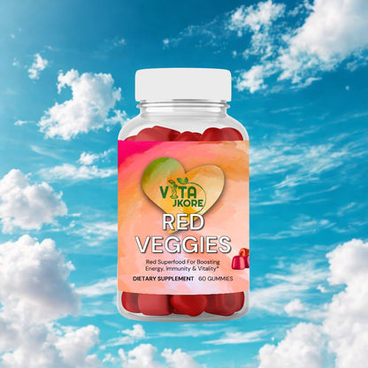 VITA JKORE Red Veggies Superfood Gummies, Energy & Immunity Booster, 60 Count Dietary Supplement, Natural Beetroot Blend - Maple Wellness Supplements