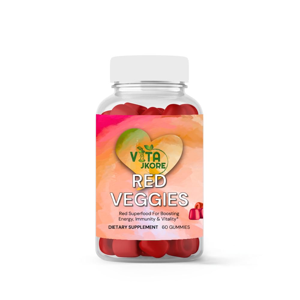 VITA JKORE Red Veggies Superfood Gummies, Energy & Immunity Booster, 60 Count Dietary Supplement, Natural Beetroot Blend - Maple Wellness Supplements